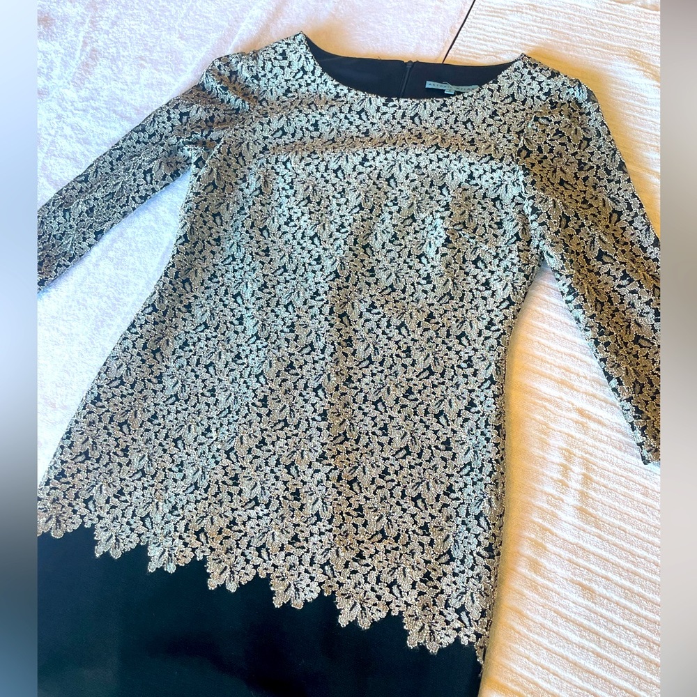 Antonio Melani black and silver long sleeve formal dress size 6